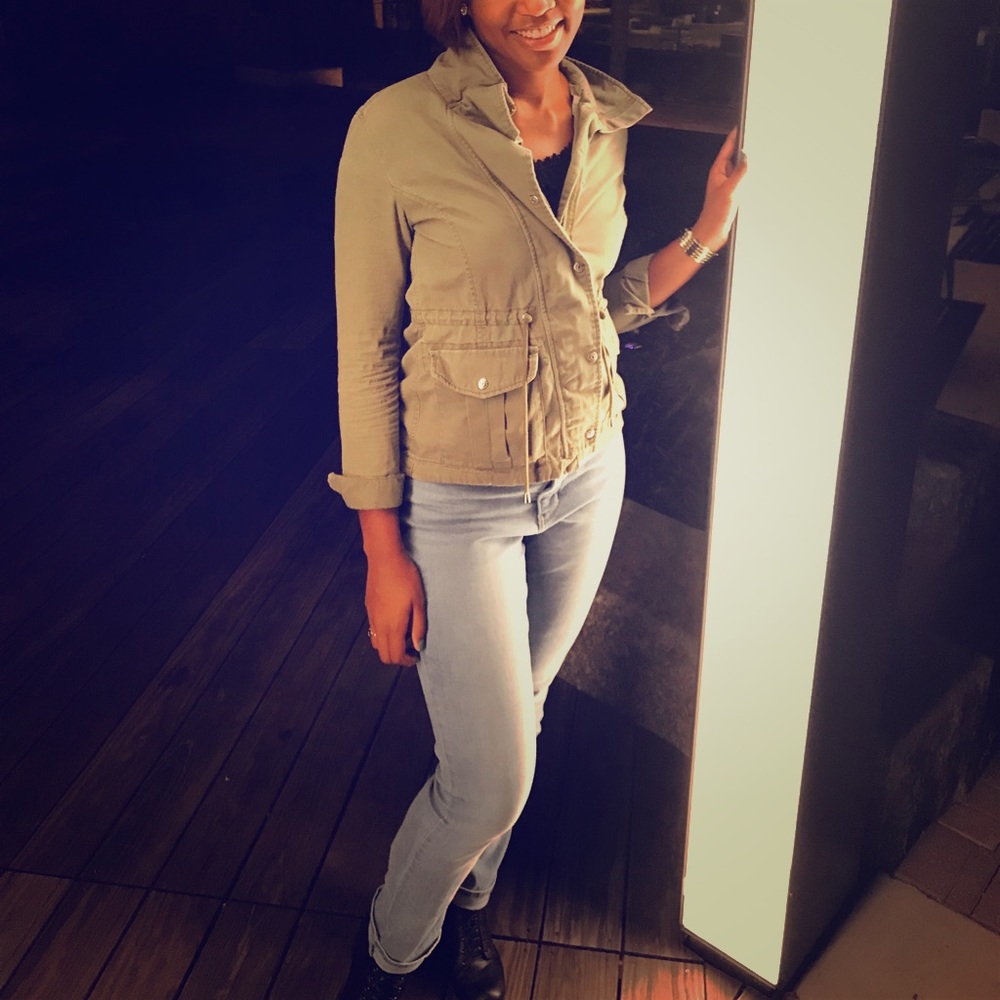 Olive green drawstring jacket